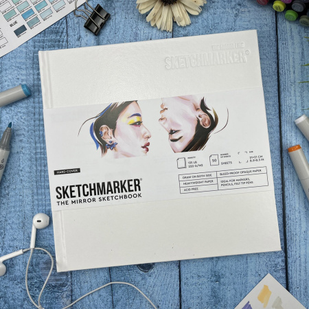 Скетчбук "The Mirror" Sketchmarker 220г/м2 16х16см, 50л., белая тв.обложка - Альбомы, скетчбуки и бумага для графики и эскизов