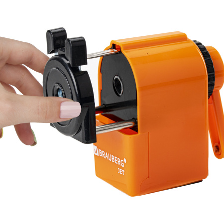 Точилка механическая BRAUBERG "JET", металлический механизм, корпус оранжевый, 229567 - Точилки механические