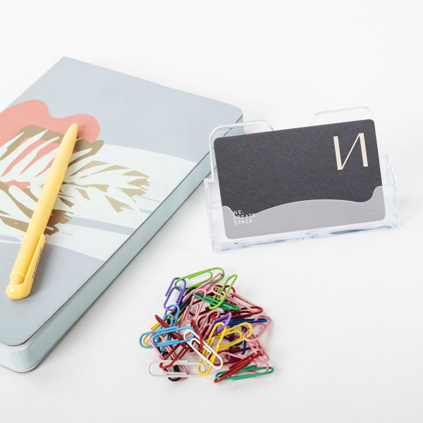 Подставка для визиток настольная BRAUBERG CLASSIC 40х100х55 мм, на 50 визиток, прозрачная, 238103, ВТ01 - Подставки для визиток