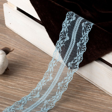 Кружево капроновое, цвет голубой, ширина 35 мм