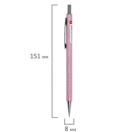 Карандаш механический 0,5 мм, HB, BRAUBERG "ROSE PINK", металлический корпус, 181979 - Карандаши механические