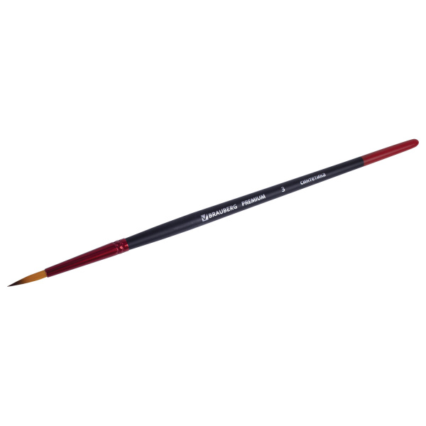 Кисть синтетика, круглая №3, BRAUBERG PREMIUM, 201002 - Кисти для рисования
