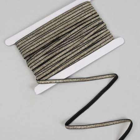 Резинка с глиттером, ширина 8 мм, цвет чёрный/золотой - Резинки