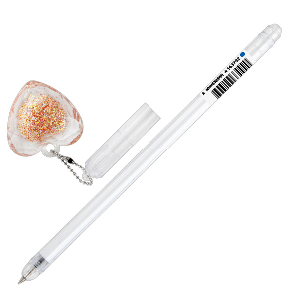 Ручка с подвеской шариковая ЮНЛАНДИЯ "Хрустальное сердце", детали ассорти, СИНЯЯ, пишущий узел 0,7 мм, 143792 - Ручки фигурные