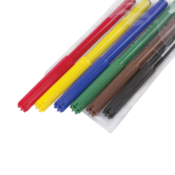 Фломастеры ЮНЛАНДИЯ 6 цветов, "УРОКИ РИСОВАНИЯ", вентилируемый колпачок, ПВХ, 151414 - Фломастеры классические