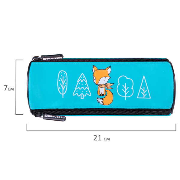Пенал BRAUBERG, 3 отделения, нейлон, 21х7х7 см, "Fox", 270838 - Пеналы мягкие