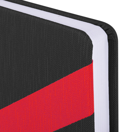 Ежедневник недатированный А5 138x213 мм BRAUBERG "Waves" под кожу, застежка 160 л., черный/красный, 111876 - Ежедневники с покрытием "под кожу и ткань"