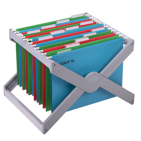 Подвесные папки А4 (350х240 мм), до 80 л., КОМПЛЕКТ 10 шт., синие, картон, STAFF, 270928 - Подвесные папки А4