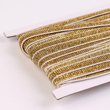 Резинка с глиттером, ширина 10 мм, цвет белый/золотой