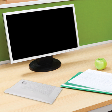 Папка-конверт с кнопкой МАЛОГО ФОРМАТА (240х190 мм), А5, матовая прозрачная, 0,18 мм, BRAUBERG, 227314 - Папки-конверты с кнопкой