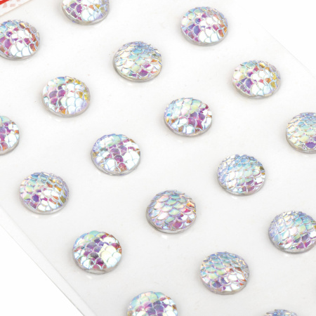 Стразы самоклеящиеся КРУГЛЫЕ, 10 мм, 28 штук, с радужным эффектом, на подложке, ОСТРОВ СОКРОВИЩ, 662232 - Стразы, полужемчужины, бусины, пайетки