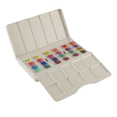 Набор акварельных художественных красок "Белые ночи" Новейшая история, пластиковый пенал, 24 цв. в кюветах по 2,5 мл - Акварель художественная в наборах