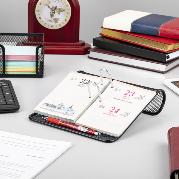 Подставка для календаря большая BRAUBERG "Germanium", металлическая, 57х200х200 мм, черная, 231972 - Подставки для календаря