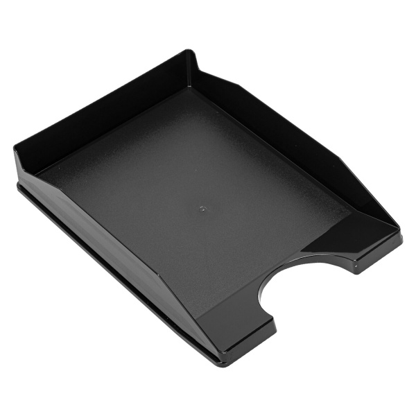 Лоток горизонтальный для бумаг КОМПЛЕКТ 2 шт., BRAUBERG "Modern", 346х254х61 мм, черный, 238024 - Лотки горизонтальные (поддоны)