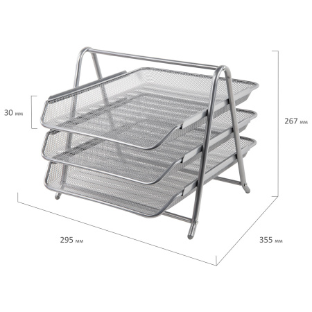 Настольный набор BRAUBERG "Germanium", 6 предметов, серебро, металл, 237986 - Настольные наборы из металла