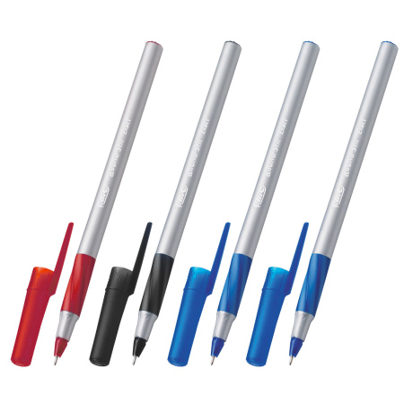 Ручки шариковые с грипом BIC "Round Stic Exact", НАБОР 4 шт./3 ЦВЕТА (синий, черный, красный), линия письма 0,28 мм, блистер, 932858 - Ручки шариковые неавтоматические