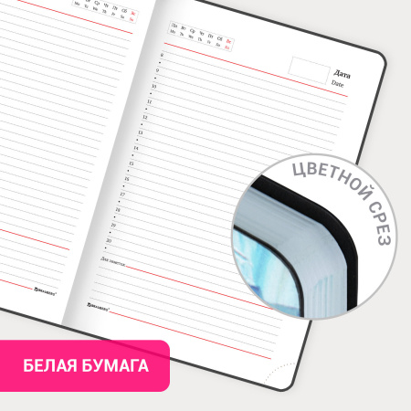 Ежедневник недатированный А5 (138х213 мм), BRAUBERG VISTA, под кожу, гибкий, 136 л., "Amour", 111997 - Ежедневники с покрытием "под кожу и ткань"