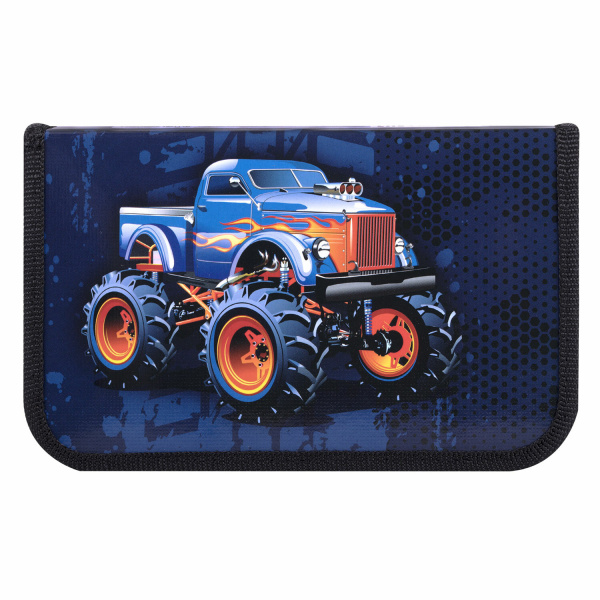 Пенал ПИФАГОР, 1 отделение, ламинированный картон, 19х11 см, "MONSTER TRUCK", 229147 - Пеналы каркасные