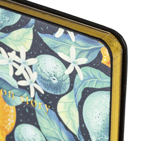 Блокнот МАЛЫЙ ФОРМАТ (100х150 мм) А6, BRAUBERG VISTA "Lemon Story", под кожу, гибкий, срез фольга, 80 л., 112096 - Бизнес-блокноты и бизнес-тетради