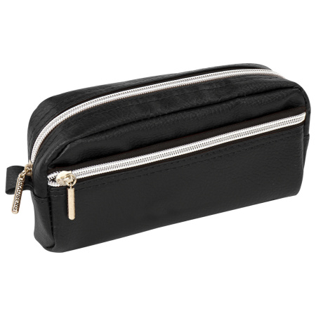 Пенал-косметичка BRAUBERG под фактурную кожу, ассорти, коричневый, красный, черный, "Идеал", 19х9х4 см, дисплей, 224035 - Пеналы мягкие