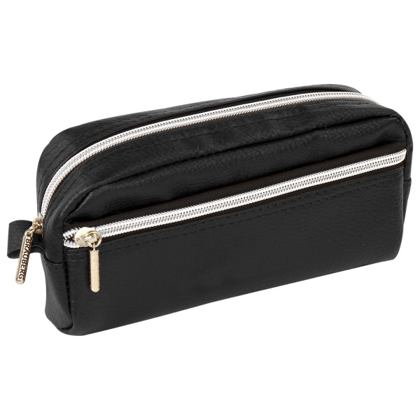 Пенал-косметичка BRAUBERG под фактурную кожу, ассорти, коричневый, красный, черный, "Идеал", 19х9х4 см, дисплей, 224035 - Пеналы мягкие