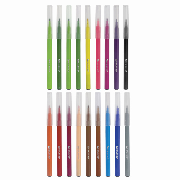 Фломастеры BRAUBERG "PREMIUM", 18 цветов, УЛЬТРАСМЫВАЕМЫЕ, классические, вентилируемый колпачок, картонная коробка с европодвесом, 151939 - Фломастеры классические