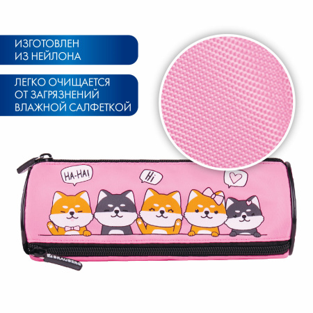 Пенал BRAUBERG, 3 отделения, нейлон, 21х7х7 см, "Puppies", 270839 - Пеналы мягкие