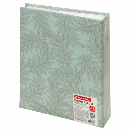 Фотоальбом BRAUBERG "Папоротник" на 200 фото 10х15 см, твердая обложка, термосварка, 391171 - Фотоальбомы