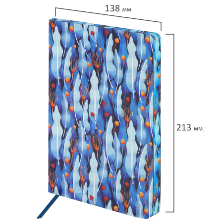 Ежедневник недатированный А5 (138х213 мм), BRAUBERG VISTA, под кожу, гибкий, 136 л., "Foliage", 112020 - Ежедневники с покрытием "под кожу и ткань"