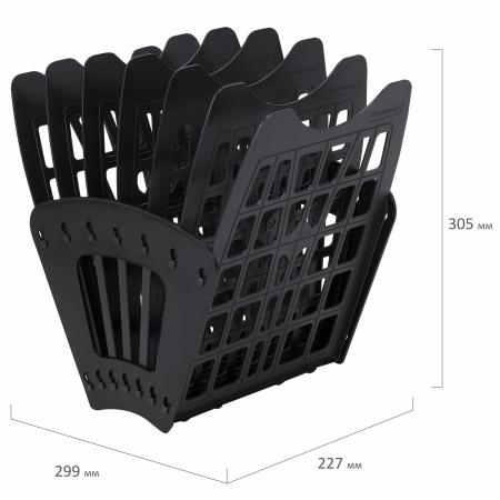 Лоток для бумаг веерный BRAUBERG-SMART, 7-ми секционный, сетчатый, черный, 231143 - Лотки и подставки секционные