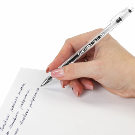 Ручка гелевая РОССИЯ "СОЮЗ", ЧЕРНАЯ, корпус прозрачный, 0,7 мм, линия письма 0,35 мм, BRAUBERG, 143963 - Ручки гелевые неавтоматические