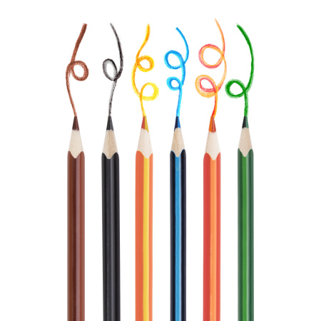 Карандаши цветные с двухцветным грифелем ЮНЛАНДИЯ "МОРСКИЕ ЖИТЕЛИ", 12 цветов, 6 штук, 181586 - Карандаши цветные