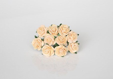 Розы мини 1,5 см, цвет светло-персиковый, 10 шт