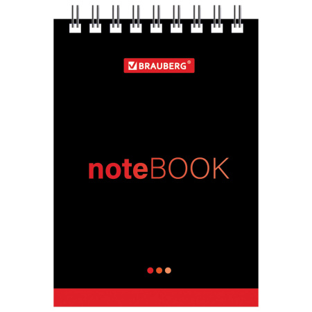 Блокнот МАЛЫЙ ФОРМАТ А7 75х105 мм, 40 л., гребень, картон, клетка, BRAUBERG, "Черный стиль", 129855 - Блокноты