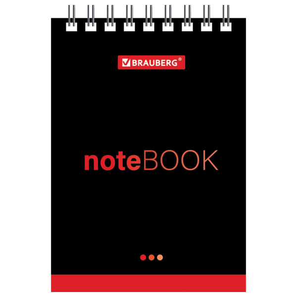 Блокнот МАЛЫЙ ФОРМАТ А7 75х105 мм, 40 л., гребень, картон, клетка, BRAUBERG, "Черный стиль", 129855 - Блокноты