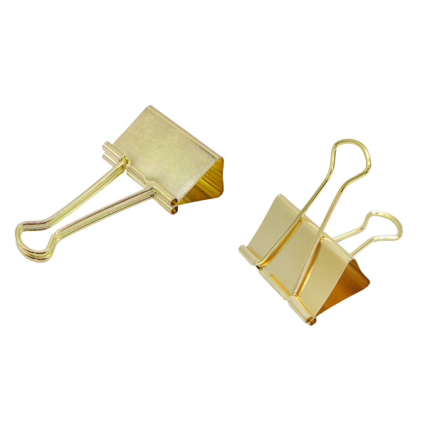 Зажимы для бумаг BRAUBERG EXTRA, КОМПЛЕКТ 12 шт., 19 мм, на 60 л., золотистые, европодвес, 229586 - Зажимы для бумаг