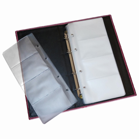 Визитница на кольцах BRAUBERG "Imperial", на 240 визиток, под гладкую кожу, бордовая, 231665 - Визитницы настольные