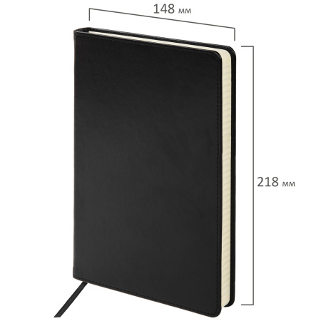Блокнот А5 (148х218 мм), BRAUBERG "Income", 128 л., гладкий кожзаменитель, клетка, черный, 125208 - Бизнес-блокноты и бизнес-тетради