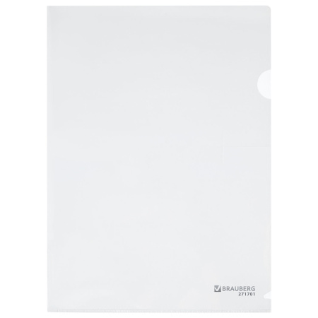 Папка-уголок жесткая А4, прозрачная, 0,15 мм, BRAUBERG EXTRA, 271701 - Папки-уголки пластиковые
