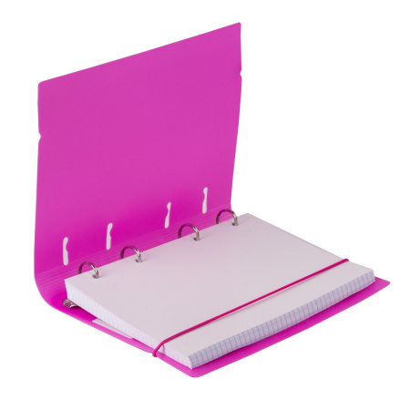 Тетрадь на кольцах А5 175х220 мм, 120 л., пластик, клетка, с резинкой, BRAUBERG, розовая, 403572 - Тетради на кольцах и сменные блоки к ним