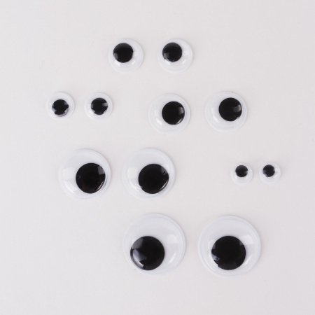 Глазки для творчества, вращающиеся, черно-белые, ассорти, 36 шт., ОСТРОВ СОКРОВИЩ, 661332 - Глазки для творчества