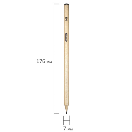 Карандаши чернографитные чертежные школьные разной твердости НАБОР 12 штук 2H-2B, ПИФАГОР, 181883 - Карандаши чернографитные