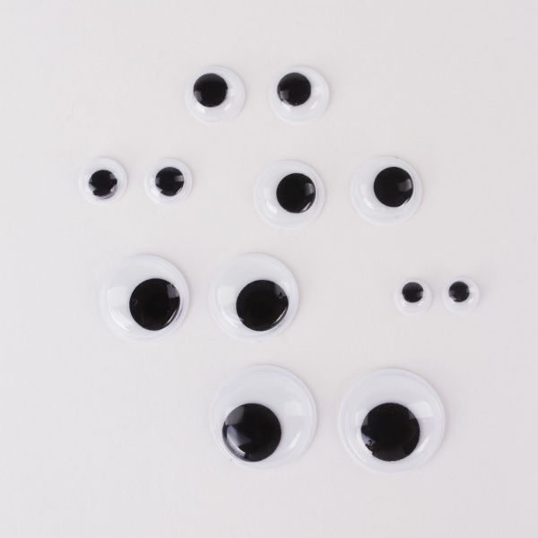 Глазки для творчества, вращающиеся, черно-белые, ассорти, 36 шт., ОСТРОВ СОКРОВИЩ, 661332 - Глазки для творчества