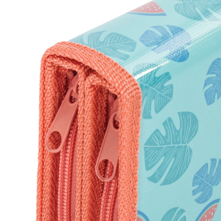 Пенал ПИФАГОР, 2 отделения, ламинированный картон, 19х11 см, "Tropical", 270168 - Пеналы каркасные