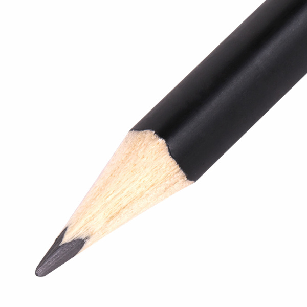 Карандаш чернографитный BRAUBERG, 1 шт., "Black&White", HB, трехгранный, корпус черный, заточенный, 181297 - Карандаши чернографитные