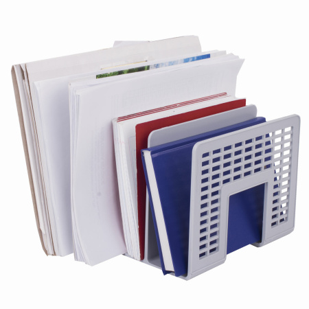 Лоток-сортер для бумаг BRAUBERG "Radikal", 3 отделения, 207х212х165 мм, сетчатый, серый, 235365 - Лотки и подставки секционные