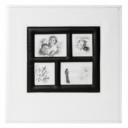 Фотоальбом BRAUBERG на 500 фотографий 10х15 см, обложка под кожу рептилии, рамка для фото, белый, 390713 - Фотоальбомы