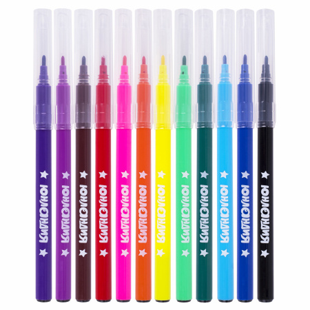 Фломастеры ЮНЛАНДИЯ 12 цветов "КЛАССНЫЕ!", вентилируемый колпачок, ПВХ, 152478 - Фломастеры классические