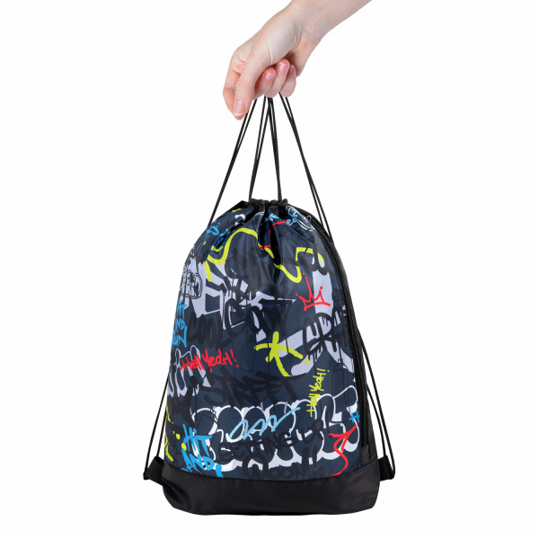 Мешок для обуви ЮНЛАНДИЯ с ручками, боковой карман на молнии, 46х36 см, "Graffiti", 272408 - Мешки для обуви