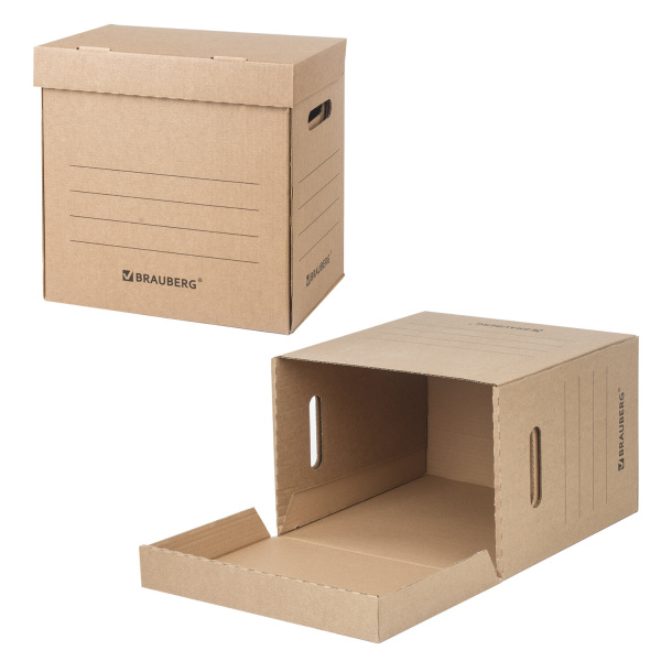 Короб архивный "Делопроизводство" (325х235х325 мм), с крышкой, гофрокартон, BRAUBERG, 129999 - Короба архивные